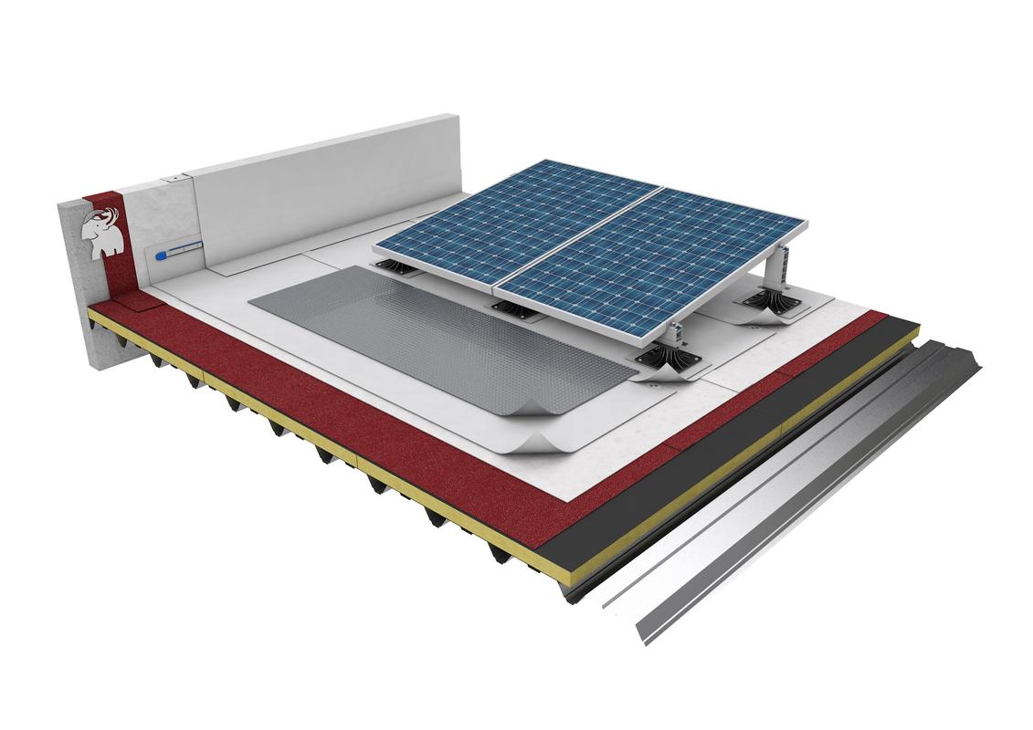 REHABILITACIÓN CUBIERTA DECK BITUMINOSA CON NUEVA IMPERMEABILIZACIÓN SINTÉTICA TPO FIJADA MECÁNICAMENTE Y SOPORTES SOPRASOLAR