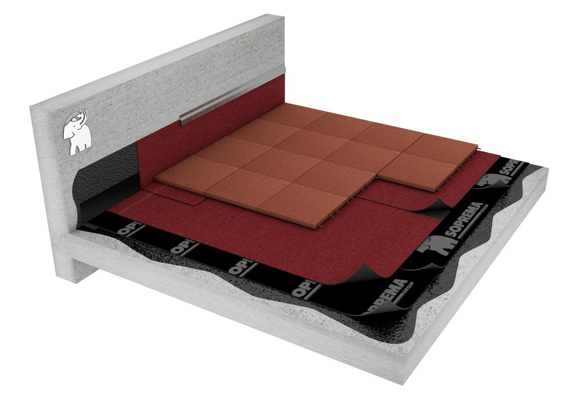 CUBIERTA PLANA TRANSITABLE AUTOPROTEGIDA MINERAL SOPRACOVER DALLE